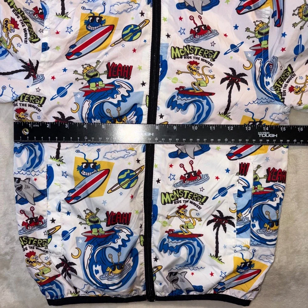 365 Kids Garanimals Reversible Monster Surf Windbreaker Jacket Red White Size 7